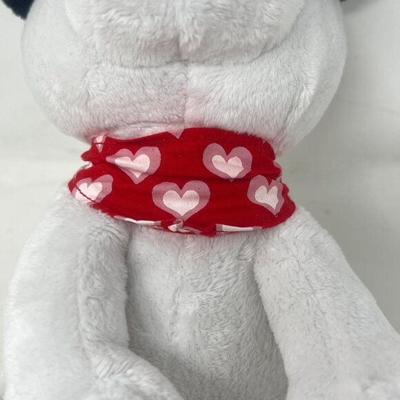 Petting Zoo‎ Black White  Dog Plush Stuffed Red Heart Bandana Sitting 7" Tall - Picture 5 of 9